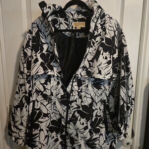 Michael Kors Black and White Floral Ski Jacket
